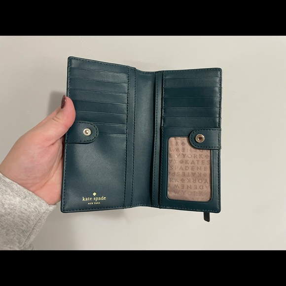 Kate Spade deep turquoise bifold wallet - Picture 3 of 4
